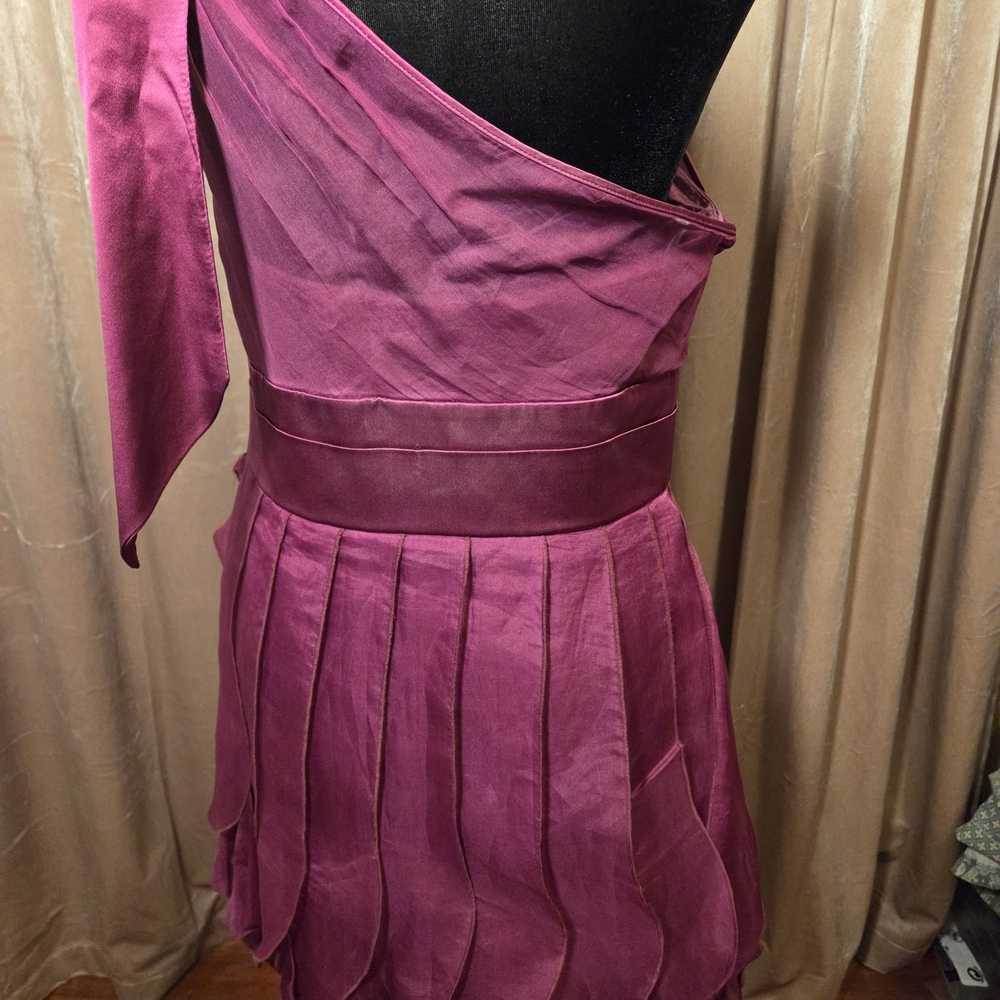 Phoebe Couture One-Shoulder Fuchsia Dress - Picture 3 of 6